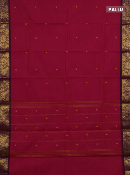 Chettinad cotton saree pink and purple with thread woven buttas and zari woven border