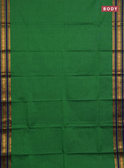Chettinad cotton saree green and purple with thread woven buttas and zari woven border