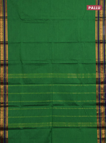 Chettinad cotton saree green and purple with thread woven buttas and zari woven border