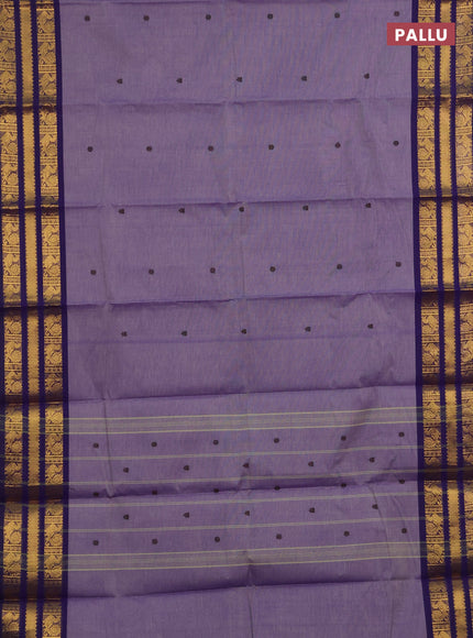 Chettinad cotton saree violet shade and violet with thread woven buttas and long zari woven border
