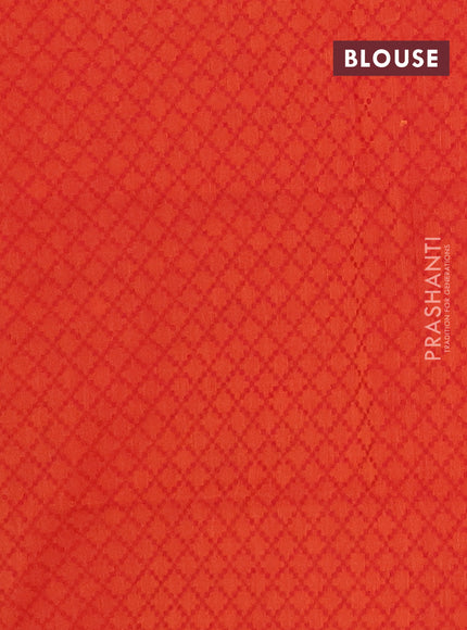 Chettinad cotton saree dual shade of light green and red with thread woven buttas and temple design zari woven border