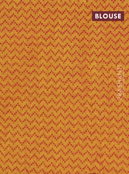 Chettinad cotton saree datk mustard and mustard yellow with thread woven buttas and temple design zari woven border