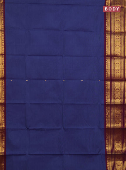 Chettinad cotton saree blue shade and wine shade with thread woven buttas and long zari woven border