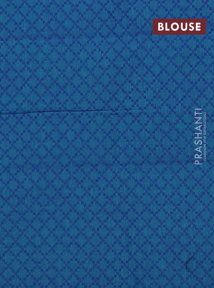 Chettinad cotton saree dual shade of bluish green and teal green with thread woven buttas and long zari woven border
