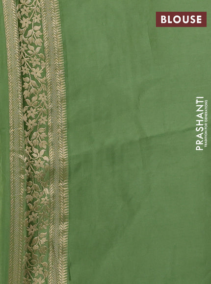 Banarasi silk saree green with allover floral zari woven buttas and long zari woven border