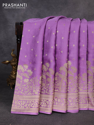 Banarasi silk saree purple with allover floral zari woven buttas and long zari woven border