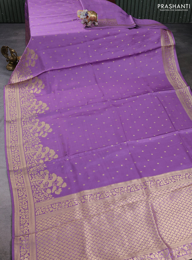 Banarasi silk saree purple with allover floral zari woven buttas and long zari woven border