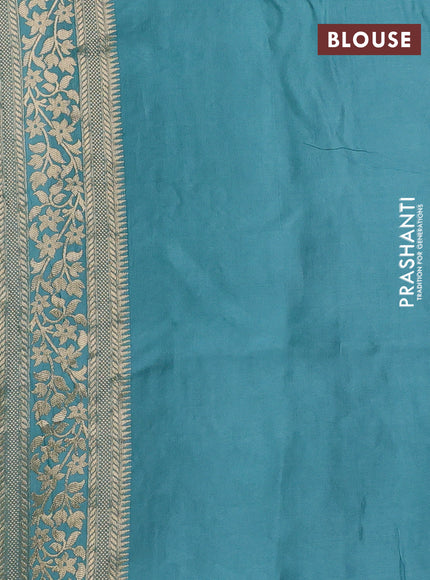 Banarasi silk saree teal green with allover floral zari woven buttas and long zari woven border