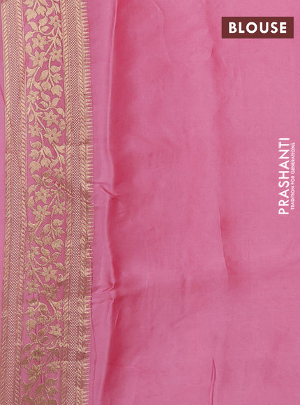 Banarasi silk saree light pink with allover floral zari woven buttas and long zari woven border