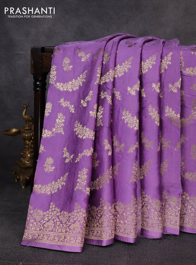 Banarasi silk saree lavender with allover zari weaves and zari woven border
