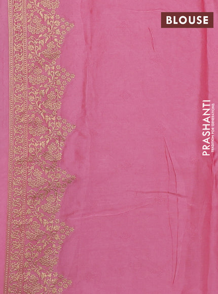 Banarasi silk saree light pink with allover zari weaves and zari woven border