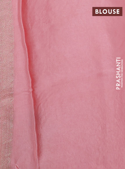 Banarasi silk saree peach shade with thread & zari woven buttas and zari woven border