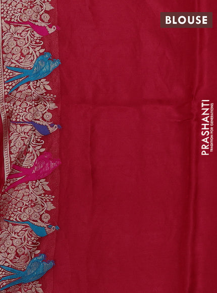 Banarasi silk saree red with thread & zari weaves and zari woven border
