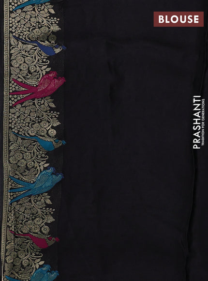 Banarasi silk saree black with thread & zari weaves and zari woven border