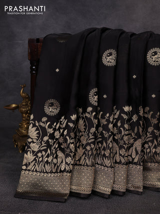 Banarasi silk saree black with allover zari woven buttas and long zari woven border
