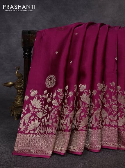 Banarasi silk saree magenta pink with allover zari woven buttas and long zari woven border