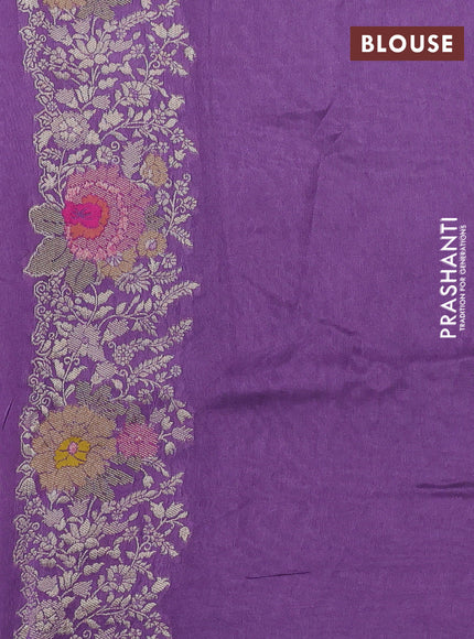 Banarasi silk saree purple with allover zari woven buttas and zari woven border