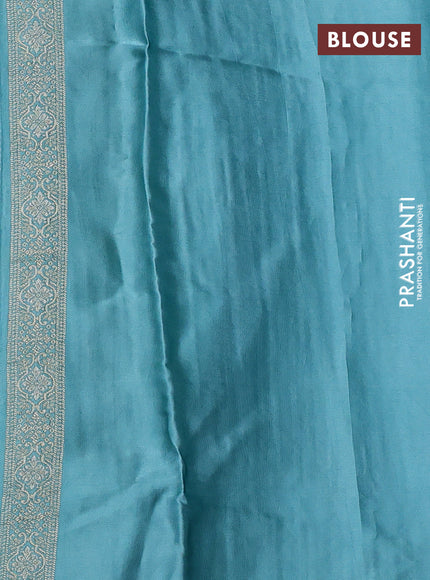 Banarasi silk saree teal green with allover zari stripe pattern and zari woven border