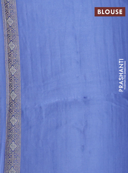 Banarasi silk saree pastel blue with allover zari stripe pattern and zari woven border
