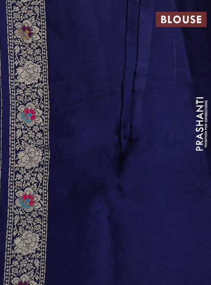 Banarasi silk saree navy blue with thread & zari woven buttas and long zari woven border