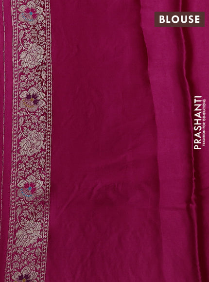 Banarasi silk saree pink with thread & zari woven buttas and long zari woven border