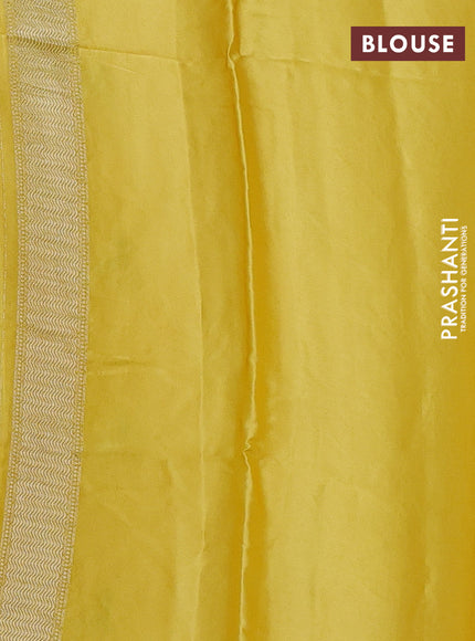 Banarasi silk saree yellow with allover thread & zari woven buttas and zari woven border