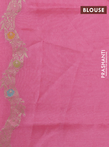 Banarasi silk saree light pink with thread & zari woven buttas and zari woven border