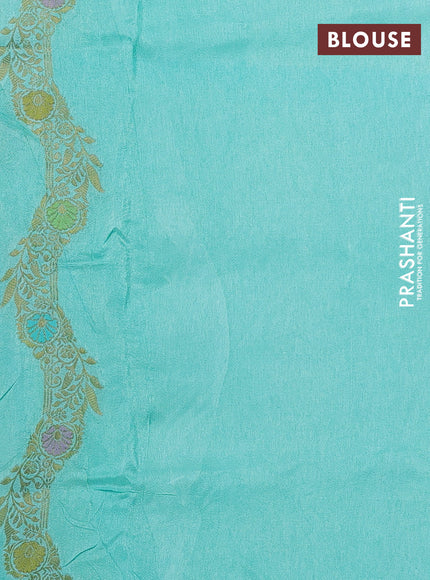 Banarasi silk saree teal green with thread & zari woven buttas and zari woven border