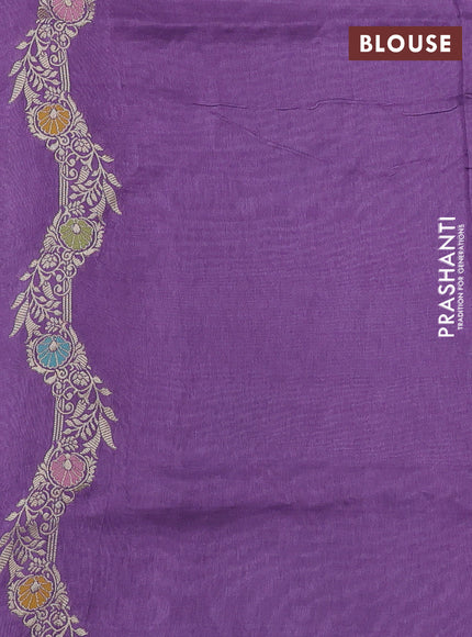 Banarasi silk saree lavender with thread & zari woven buttas and zari woven border