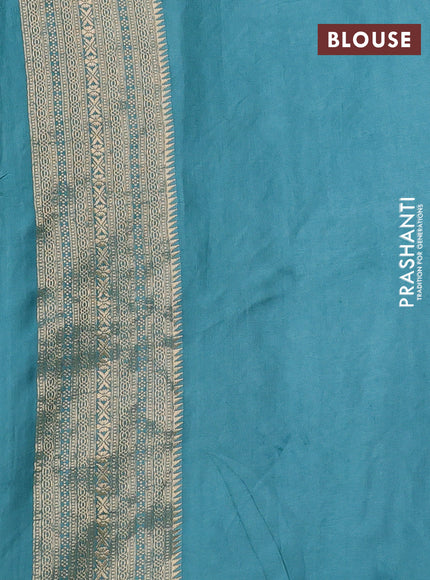 Banarasi silk saree teal green with allover zari woven buttas and zari woven border