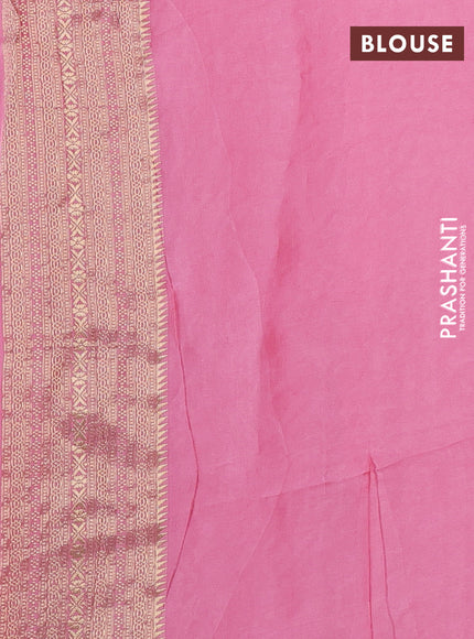 Banarasi silk saree pink with allover zari woven buttas and zari woven border