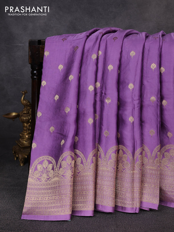 Banarasi silk saree lavender with allover zari woven buttas and zari woven border