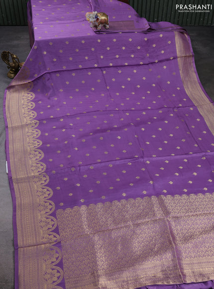 Banarasi silk saree lavender with allover zari woven buttas and zari woven border