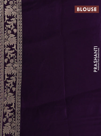 Banarasi silk saree deep purple with allover zari woven buttas and zari woven border