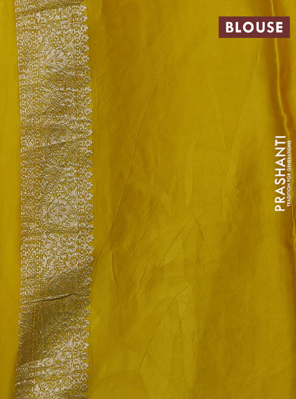 Banarasi silk saree yellow with allover thread & zari weaves and zari woven border