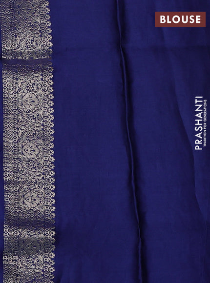 Banarasi silk saree navy blue with allover thread & zari weaves and zari woven border