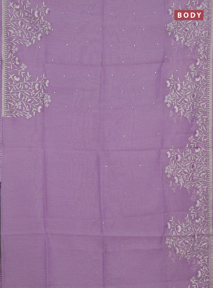 Semi Chanderi Saree lavender with allover mirror embroidery buttas and corsha lace work border