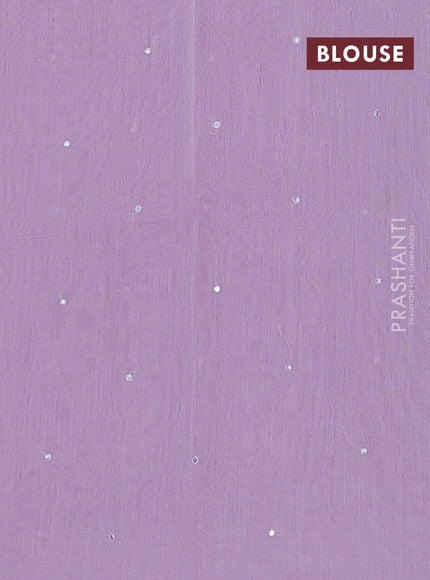 Semi Chanderi Saree lavender with allover mirror embroidery buttas and corsha lace work border