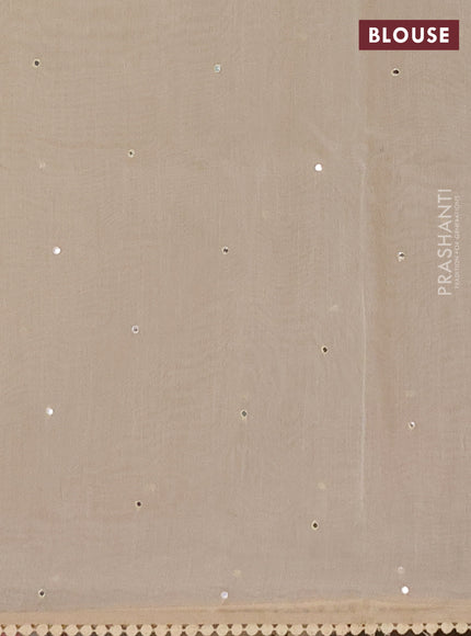 Semi Chanderi Saree beige with mirror work buttas and embroidery work border