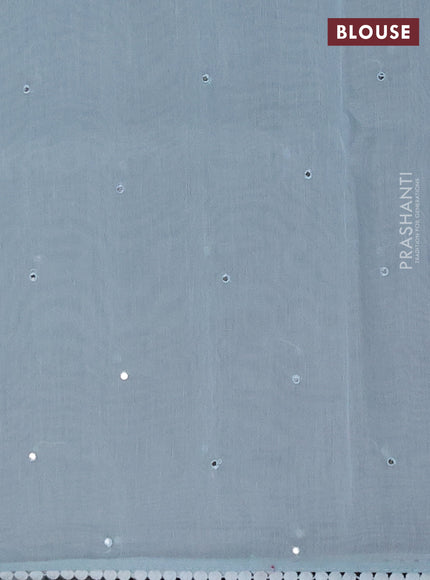 Semi Chanderi Saree teal blue with mirror work buttas and embroidery work border