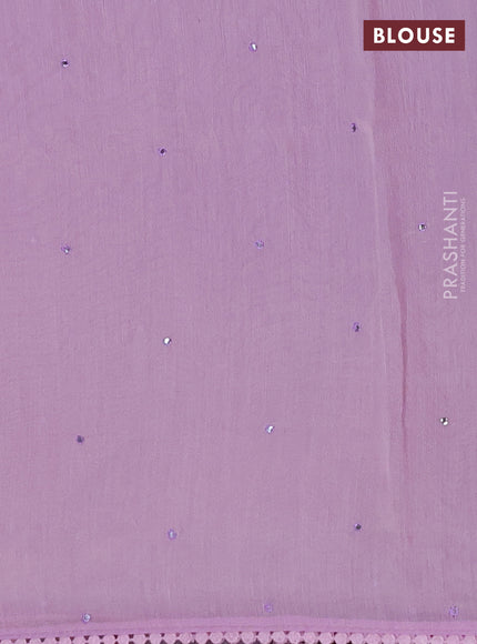 Semi Chanderi Saree lavender with mirror work buttas and embroidery work border
