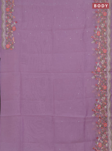 Semi Chanderi Saree lavender with mirror work buttas and embroidery work border