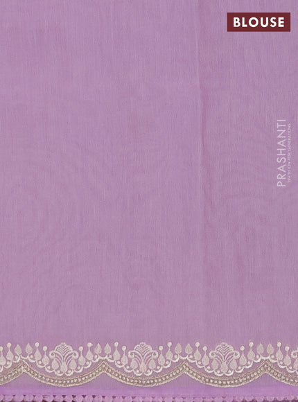 Semi Chanderi Saree lavender with mirror work buttas and embroidery work border