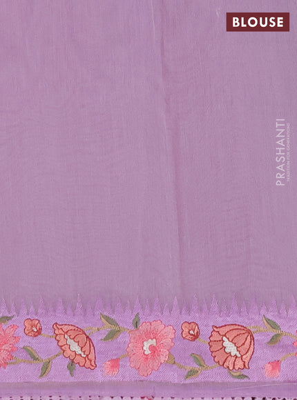Semi Chanderi Saree lavender with pichwai embroidery work buttas and embroidery work border