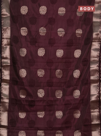 Semi raw silk saree deep purple with allover thread & zari woven buttas and zari woven border