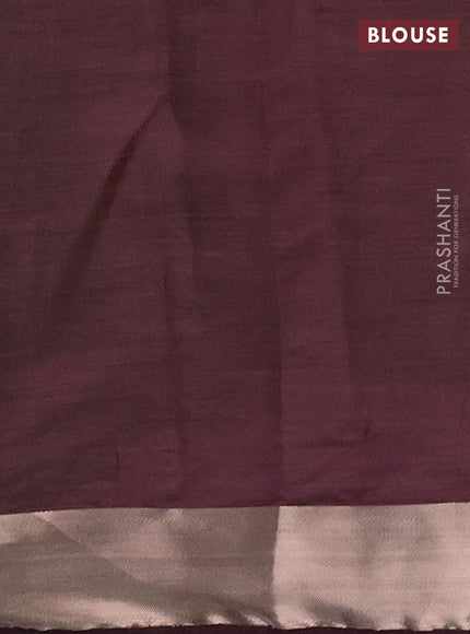 Semi raw silk saree deep purple with allover thread & zari woven buttas and zari woven border