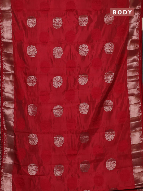 Semi raw silk saree red with allover thread & zari woven buttas and zari woven border