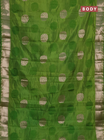 Semi raw silk saree light green with allover thread & zari woven buttas and zari woven border