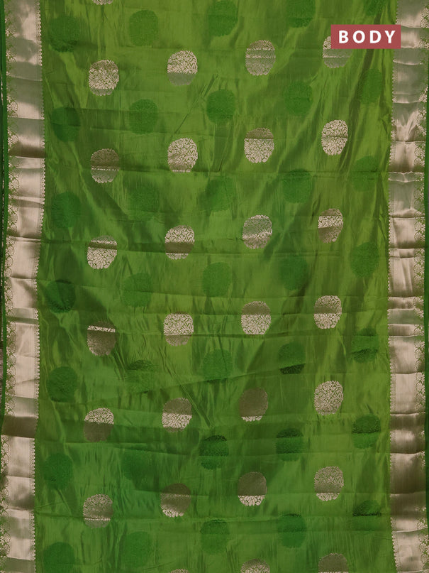 Semi raw silk saree light green with allover thread & zari woven buttas and zari woven border