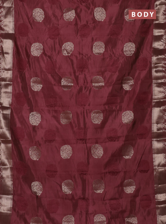 Semi raw silk saree mauve pink with allover thread & zari woven buttas and zari woven border